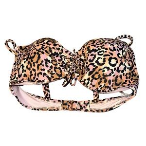 Shade & Shore Women's Sz 34 DD Underwire Lightly Lined Tie Front Bikini Swim Top